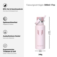 Super Sparrow Termos pentru Copii 500 ml - Sticlă Termică din Oțel Inoxidabil cu Pai și Capac FlipFlow 3