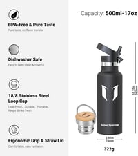 Detská nerezová fľaša Super Sparrow, 2 uzávery – 500 ml 3