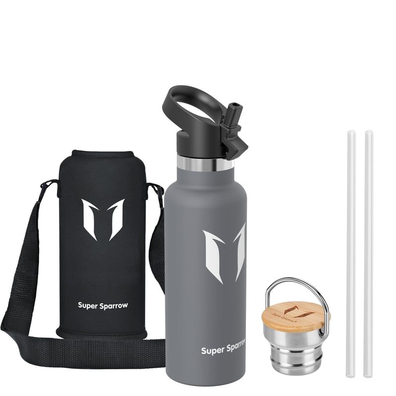 Detská nerezová fľaša na vodu Super Sparrow so slamkou, 500 ml, nepriepustná termoska, športová fľaša bez obsahu BPA