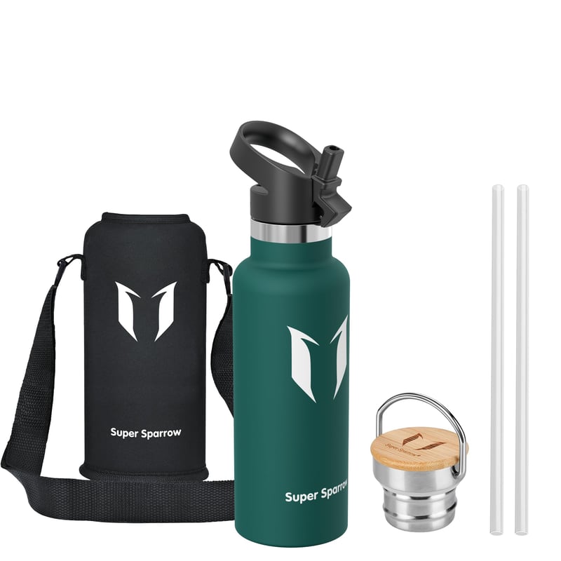Detská nerezová termoska so slamkou Super Sparrow, 500 ml, nepriepustná, bez BPA, na šport a do školy