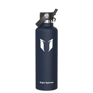 Bidon termic din oțel inoxidabil Super Sparrow cu capac cu pai, 1 L — vopsea uzată, suprafață zgâriată (stare: vezi a 2-a poză)