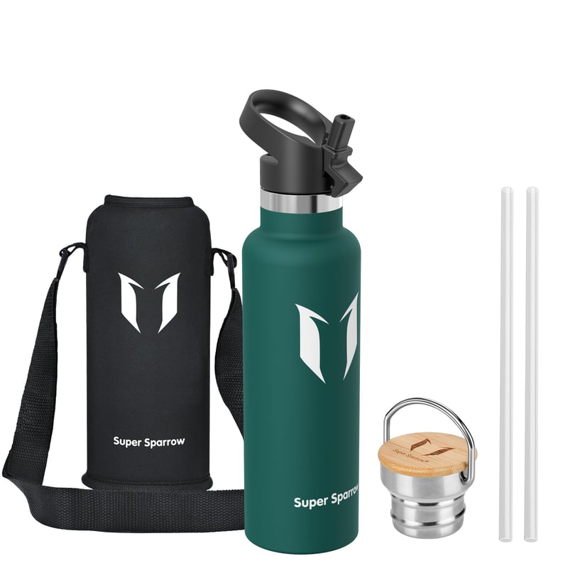 Nerezová fľaša na pitie Super Sparrow 620 ml, tmavozelená termoska