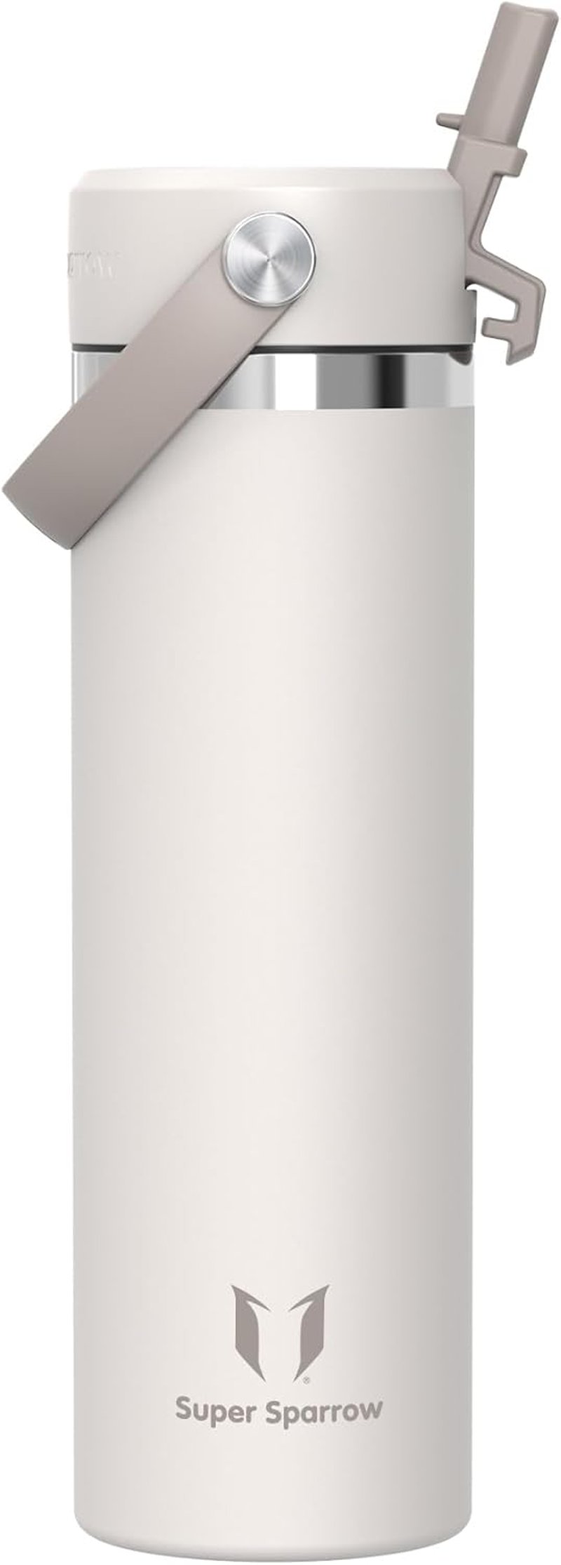 Super Sparrow rozsdamentes acél ivópalack 750ml, szívószállal, BPA-mentes, vízhatlan termoszpalack sporthoz és utazáshoz - 750 ml, Cream