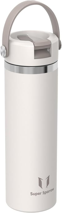 Super Sparrow rozsdamentes acél ivópalack 750ml, szívószállal, BPA-mentes, vízhatlan termoszpalack sporthoz és utazáshoz - 750 ml, Cream 2