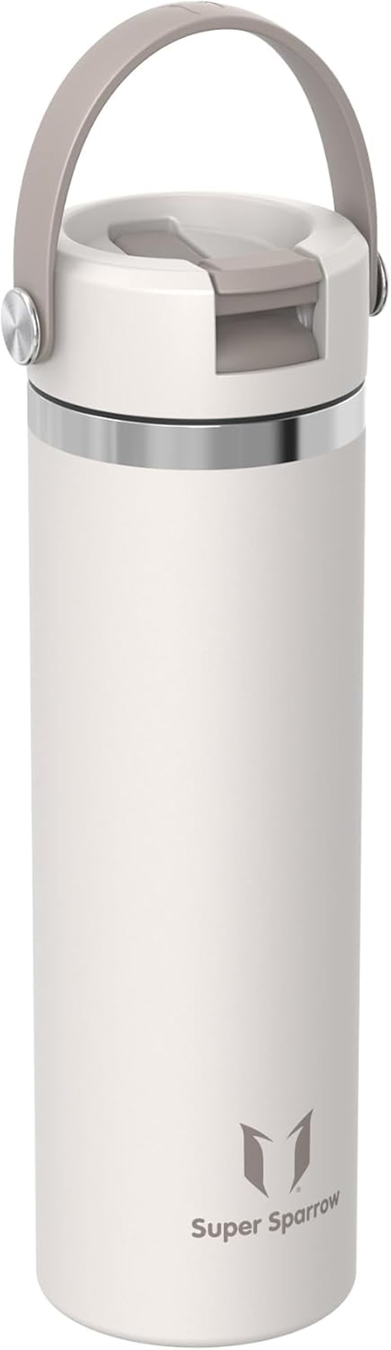 Super Sparrow rozsdamentes acél ivópalack 750ml, szívószállal, BPA-mentes, vízhatlan termoszpalack sporthoz és utazáshoz - 750 ml, Cream