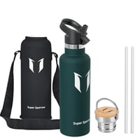 Nerezová fľaša na vodu Super Sparrow 750 ml, nepriepustná termoska, bez BPA, s 2 uzávermi, pre deti a športovcov, do školy 1