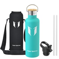 Nerezová termoska Super Sparrow 1000 ml, nepriepustná, bez BPA, so štandardným hrdlom, s 2 uzávermi, pre deti a športovcov 2