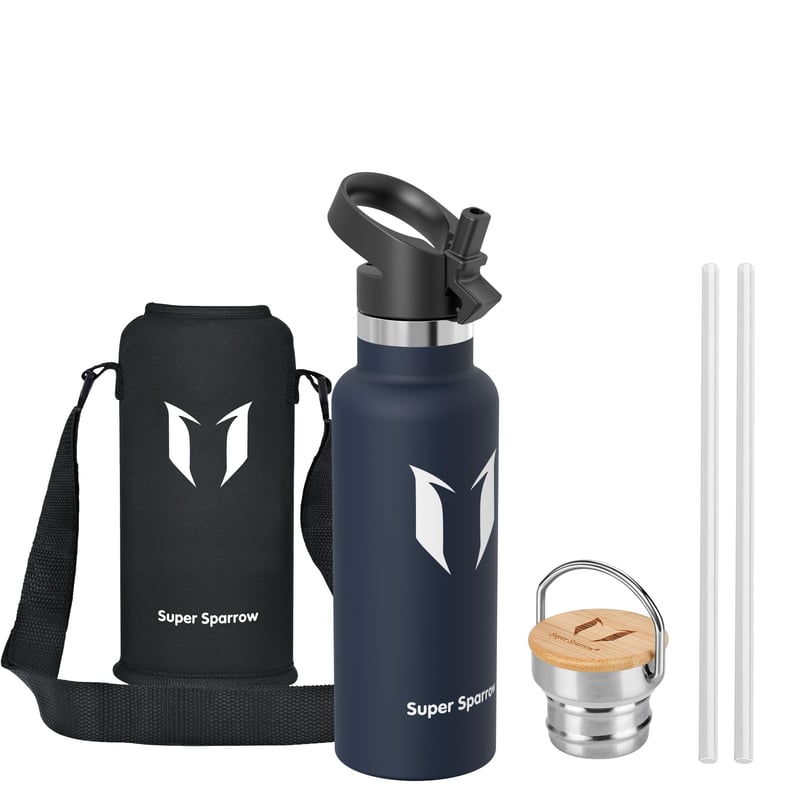 Termos din oțel inoxidabil Super Sparrow 500 ml, etanș, fără BPA, bidon de apă pentru copii și sport, potrivit și pentru băuturi carbogazoase
