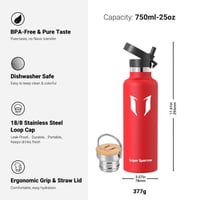 Termos din oțel inoxidabil Super Sparrow 750 ml, fără BPA, etanș, sticlă de apă pentru copii și sport, termos pentru școală și călătorii 3