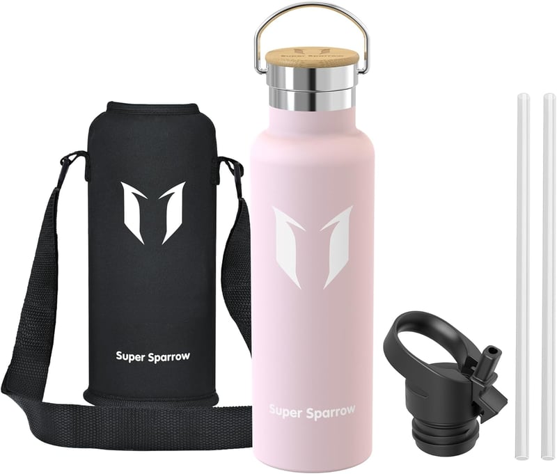 Super Sparrow rozsdamentes acél termosz palack 350-1000ml, szivárgatásmentes, BPA-mentes sportpalack - 620 fluid ounces, Cherry Blossom