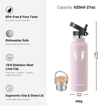Super Sparrow rozsdamentes acél termosz palack 350-1000ml, szivárgatásmentes, BPA-mentes sportpalack - 620 fluid ounces, Cherry Blossom 3