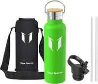 Super Sparrow rozsdamentes acél termosz palack 350-1000ml szivárgásmentes BPA-mentes - 620 fluid ounces, Apple Green 2