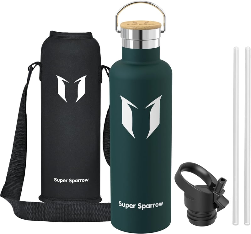 Super Sparrow rozsdamentes acél termosz palack 350-1000ml szivárgatásmentes BPA-mentes - 1,000 ml, Jade