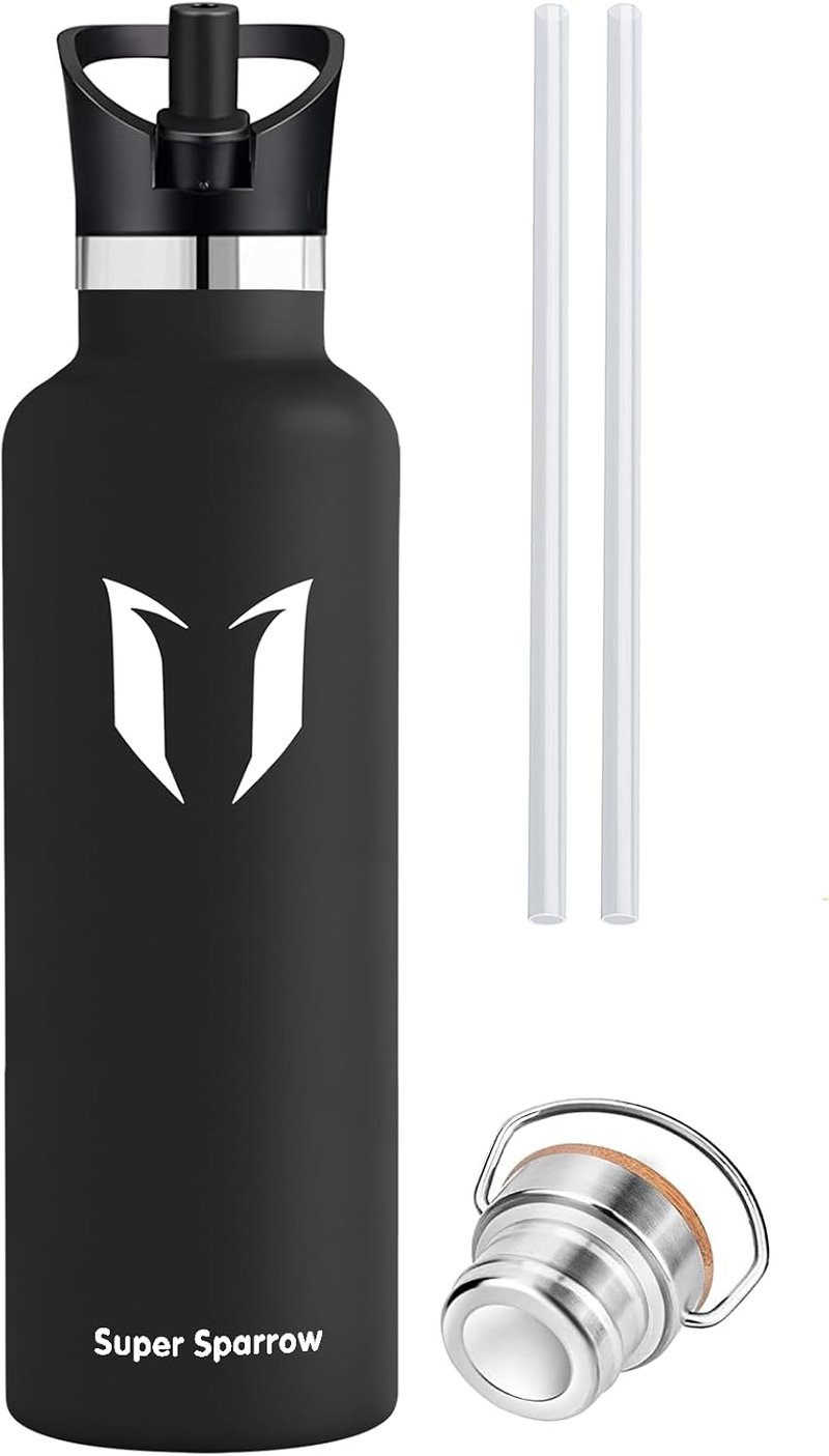 Super Sparrow rozsdamentes acél termosz palack 350-1000ml szivárgatásmentes BPA-mentes - 750 ml, Black
