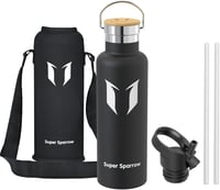 Super Sparrow rozsdamentes acél termosz palack 350-1000ml szivárgatásmentes BPA-mentes - 750 ml, Black 2