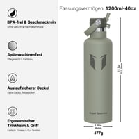 Nerezová termoska Super Sparrow, 350 ml, 500 ml, 750 ml alebo 1 l, uzáver so slamkou, bez BPA, na šport, cestovanie, do školy, do prírody 2