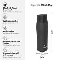 Nerezová termoska Super Sparrow, 500 ml, bez BPA, nepriepustná, s 2 uzávermi (slamkový a športový), termoska na kávu 3