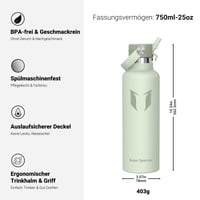 Nerezová termoska Super Sparrow 750 ml, viečko so slamkou FlipFlow, bez BPA, nepriepustná, na šport, cestovanie, do školy, voľný čas 3