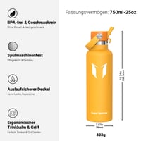 Nerezová termoska Super Sparrow, ultraľahká, bez obsahu BPA, s vrchnákom so slamkou, na šport a cestovanie, 350 ml 3