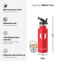 Nerezová fľaša na vodu Super Sparrow, 500 ml, nepriepustná termoska, bez BPA, vhodná aj na sýtené nápoje, pre deti a športovcov 3