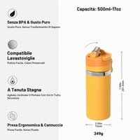 Detská termoska so slamkou Super Sparrow TouchFlow – 500 ml – nehrdzavejúca oceľ, bez obsahu BPA – na šport, do školy, na turistiku 3