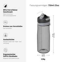 Sticlă sport Super Sparrow TouchFlow Tritan cu pai - 750 ml - fără BPA, etanșă - bidon ușor și sustenabil pentru sport și activități în aer liber 3