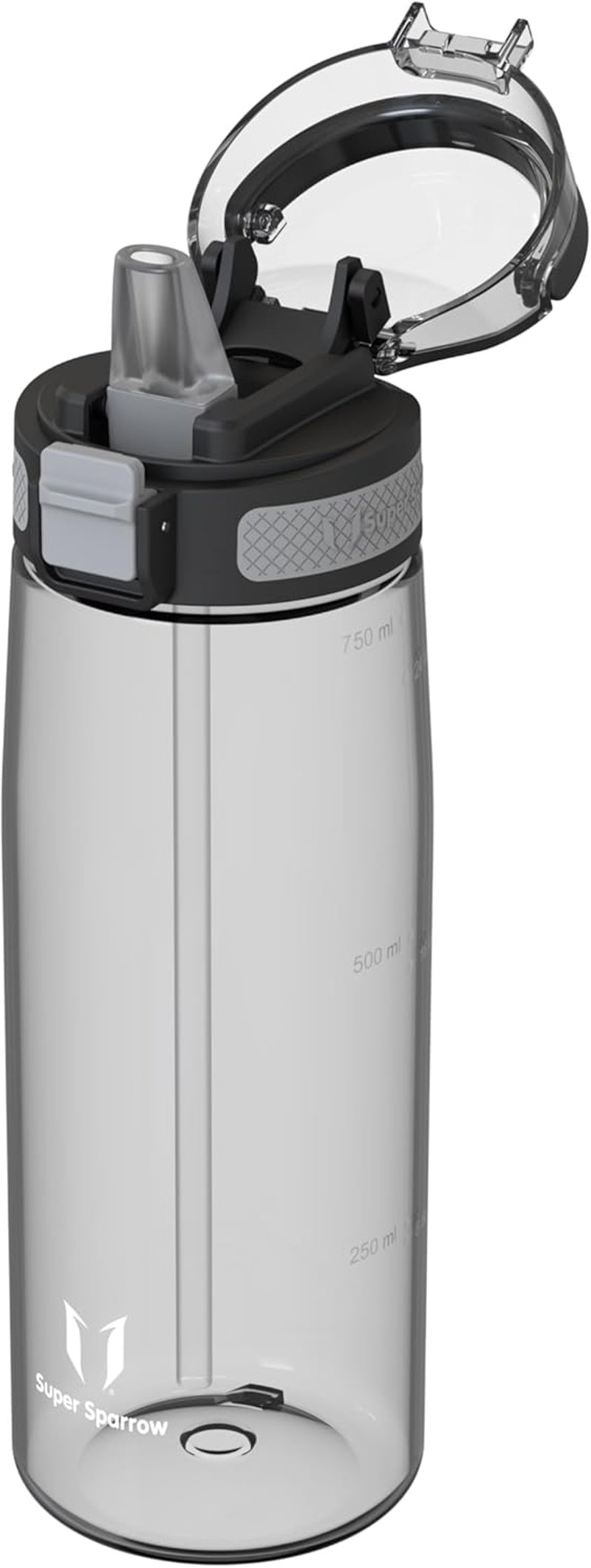 Super Sparrow TouchSip BPA-mentes sportpalack 500/750/1000ml Tritan szívószállal - 750 ml, Mist Grey