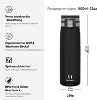 Fľaša na vodu Super Sparrow TouchSip Tritan so slamkou, 1 l 3