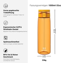 Športová fľaša Super Sparrow TouchSip Tritan so slamkou 1 l 1