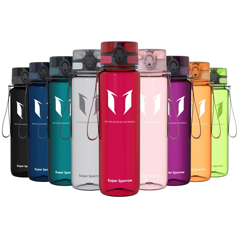 Sticlă de apă Super Sparrow 1000ml, bidon sport din Tritan fără BPA - Pentru ciclism, fitness, activități în aer liber, facultate - Sticlă de hidratare ușoară și sustenabilă