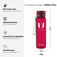 Sticlă de apă Super Sparrow 1000ml, bidon sport din Tritan fără BPA - Pentru ciclism, fitness, activități în aer liber, facultate - Sticlă de hidratare ușoară și sustenabilă 3