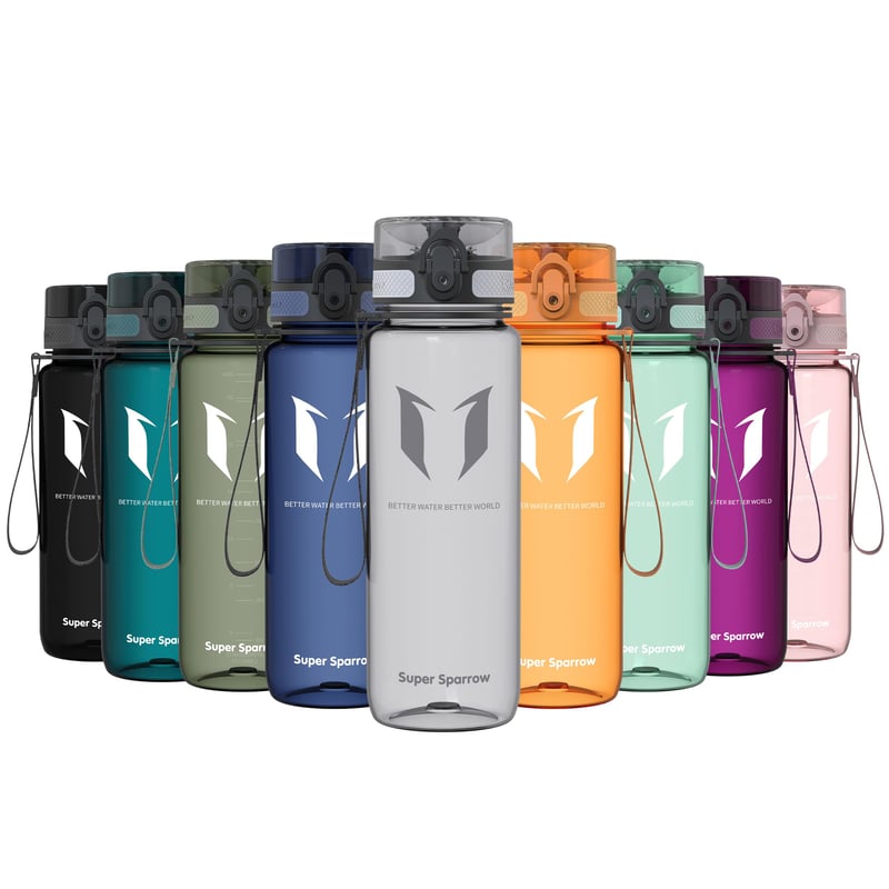 Sticlă pentru apă Super Sparrow 750 ml din Tritan fără BPA, bidon sport pentru bicicletă, fitness și activități în aer liber, ușoară și sustenabilă