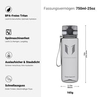 Sticlă pentru apă Super Sparrow 750 ml din Tritan fără BPA, bidon sport pentru bicicletă, fitness și activități în aer liber, ușoară și sustenabilă 3