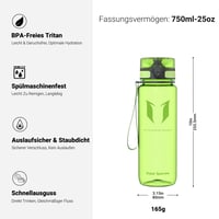 Športová fľaša na vodu Super Sparrow 750 ml z Tritanu bez obsahu BPA, vhodná na bicykel, fitness a outdoorové športy, ľahká a udržateľná fľaša na vodu 3