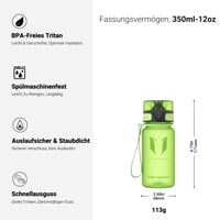 Detská fľaša Super Sparrow Tritan 350 ml, bez BPA, otváranie na 1 kliknutie — zo spodnej časti je ošúchaná zelená farba (stav: pozri 2. obrázok) 5