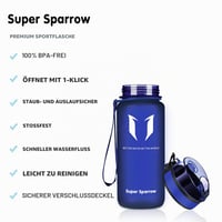 Detská fľaša Super Sparrow Tritan 350 ml – fľaša na vodu bez obsahu BPA s uzáverom na jedno kliknutie 2