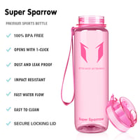 Športová fľaša na pitie Super Sparrow Tritan 1000 ml, bez BPA, vhodná na bicykel, fitnes a outdoorové aktivity, ľahká a udržateľná 2