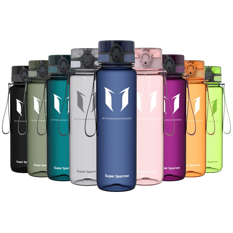 Športová fľaša na vodu Super Sparrow Tritan 1000 ml, bez obsahu BPA, vhodná na cyklistiku, fitness a outdoorové športy, nepriepustná, ľahká