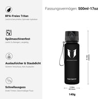 Super Sparrow Tritan Ivópalack 350-1000ml BPA-mentes Sportpalack Kerékpár Fitness - 500 ml, Black 3