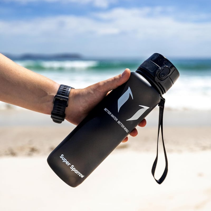 Super Sparrow Tritan Ivópalack 350-1000ml BPA-mentes Sportpalack Kerékpár Fitness - 500 ml, Black
