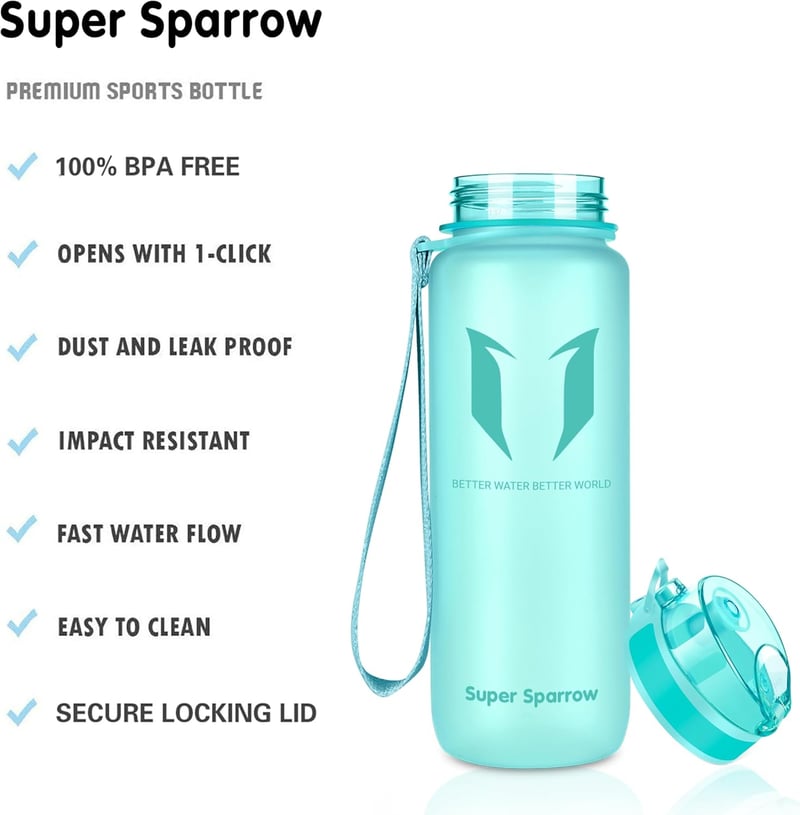 Super Sparrow Tritan Ivópalack 350-1000ml BPA-mentes Sportpalack Kerékpárhoz Edzéshez - 500 ml, Mint