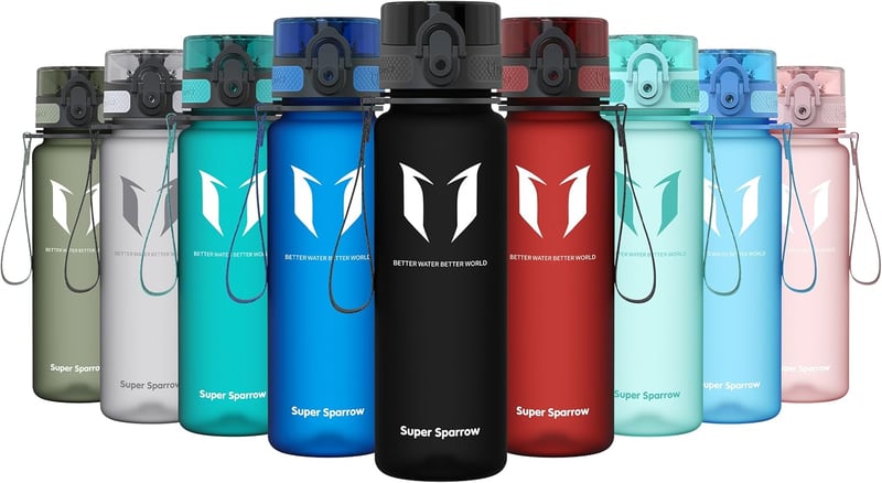 Super Sparrow Tritan Ivópalack 350-1000ml BPA-mentes Sportpalack Kerékpár Fitness - 500 ml, Black