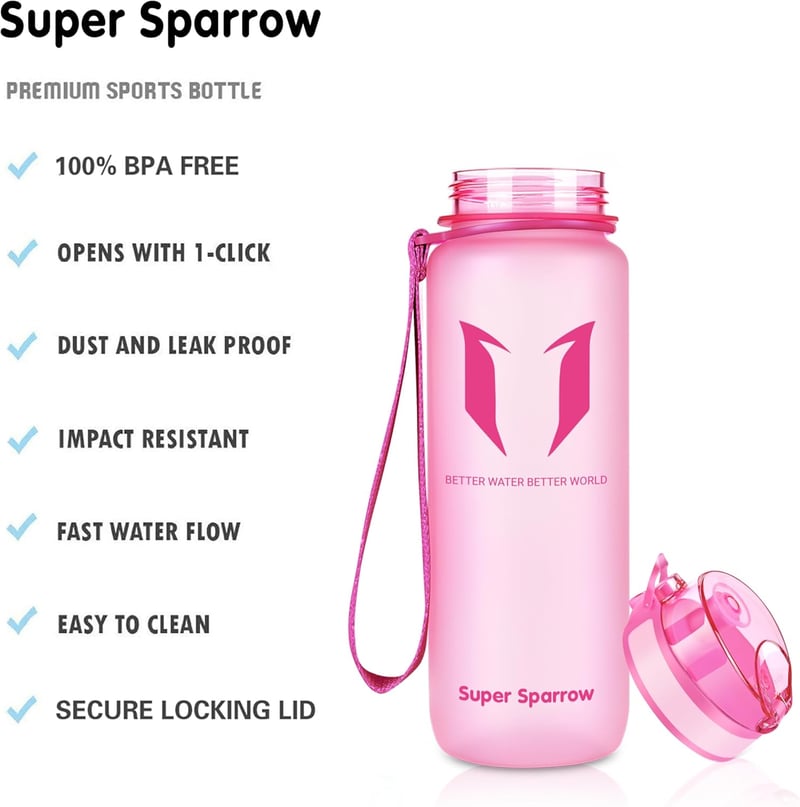 Super Sparrow Tritan Ivópalack 350-1000ml BPA-mentes Sportpalack Kerékpár Fitness - 500 ml, Pink