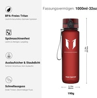 Super Sparrow Tritan Ivópalack 350-1000ml BPA-mentes Sportpalack Kerékpárhoz Edzéshez - 1,000 ml, Imperial Red 3