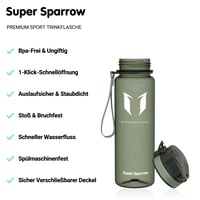 Sticlă de apă Super Sparrow Tritan, bidon sport fără BPA pentru ciclism, fitness și activități în aer liber, 350 ml, 500 ml, 750 ml sau 2