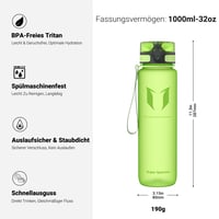 Športová fľaša Super Sparrow Tritan 1 l – fľaša na vodu bez obsahu BPA s uzáverom na jedno kliknutie 3
