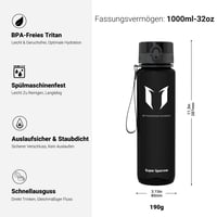 Športová fľaša Super Sparrow Tritan 1000 ml, bez obsahu BPA, nepriepustná, ľahká, vhodná do umývačky riadu, vyklápacie viečko, na bicykel, fitness, turistiku 3