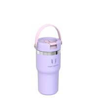 Termos din oțel inoxidabil Super Sparrow Twistpath cu capac și pai flexibil, 620 ml, fără BPA, compatibil cu suportul de pahar auto 2