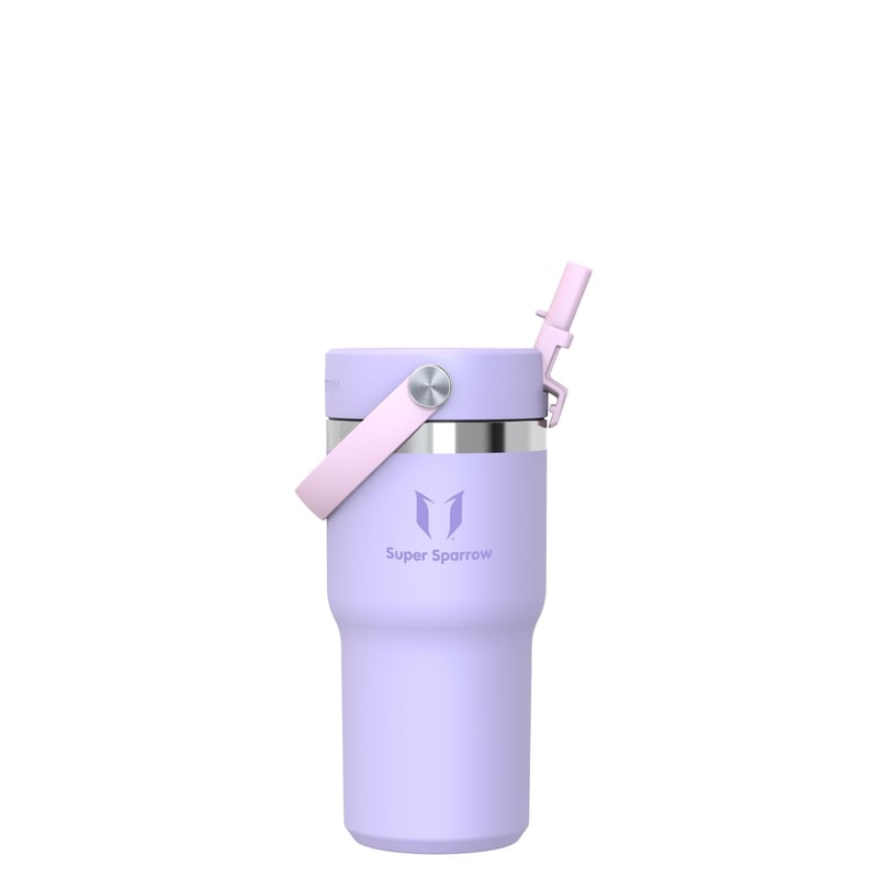 Termos din oțel inoxidabil Super Sparrow Twistpath cu capac și pai flexibil, 620 ml, fără BPA, compatibil cu suportul de pahar auto