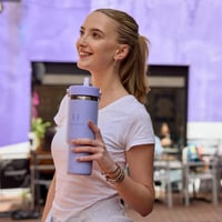 Termos din oțel inoxidabil Super Sparrow Twistpath cu capac și pai flexibil, 620 ml, fără BPA, compatibil cu suportul de pahar auto 6